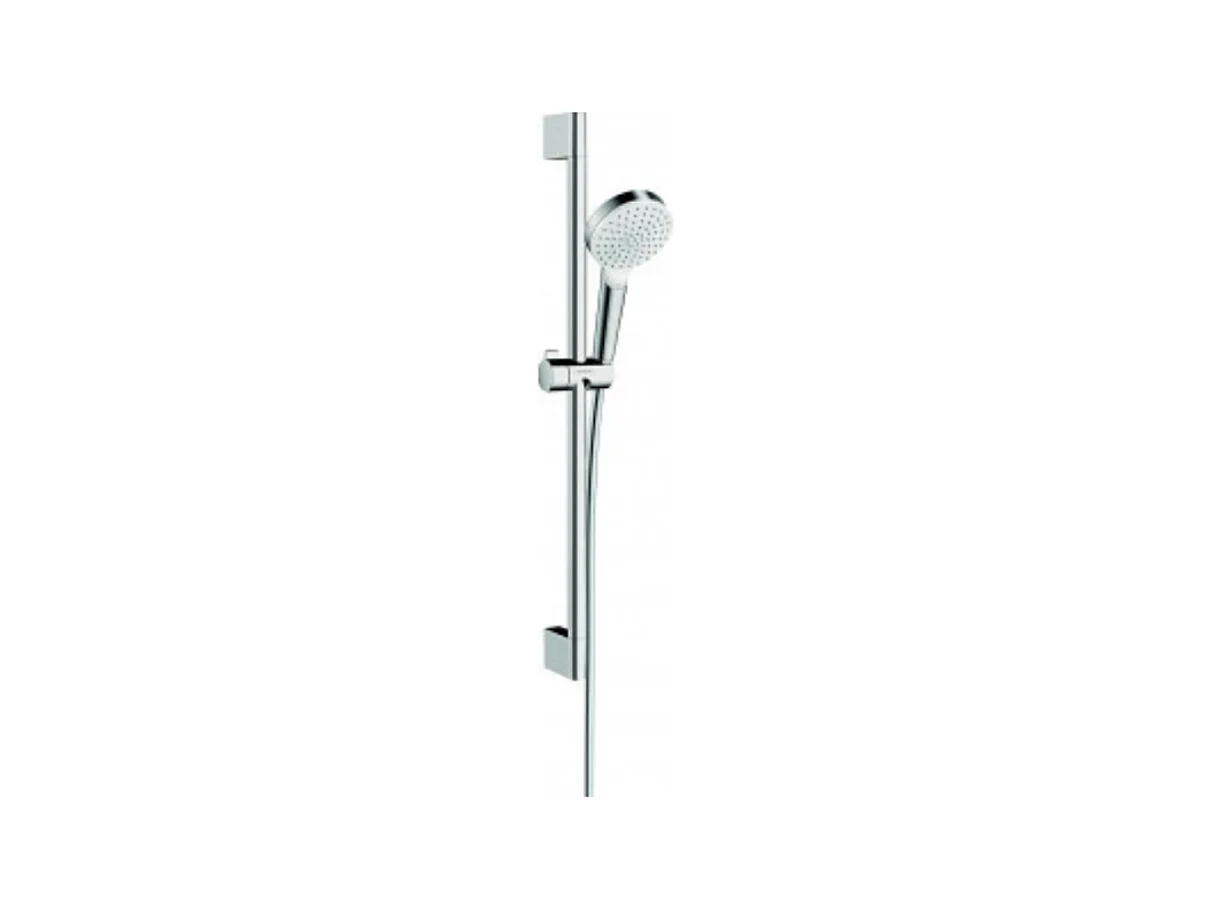 Set de douche 1jet EcoSmart 9 l/min avec barre Unica'Croma 65 cm blanc/chromé Hansgrohe Crometta