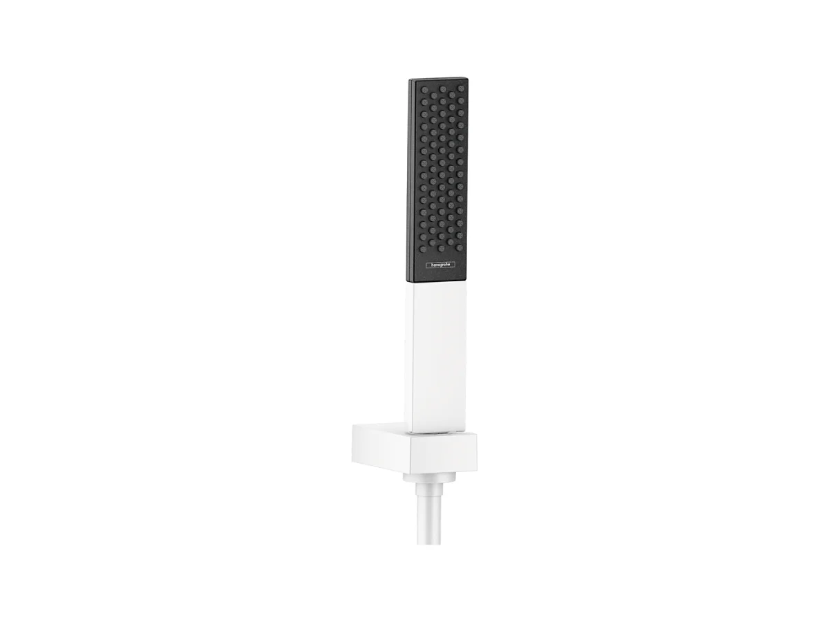 Ensemble support mural et douchette 100 1jet avec flexible de douche 160 cm blanc mat Hansgrohe Rainfinity