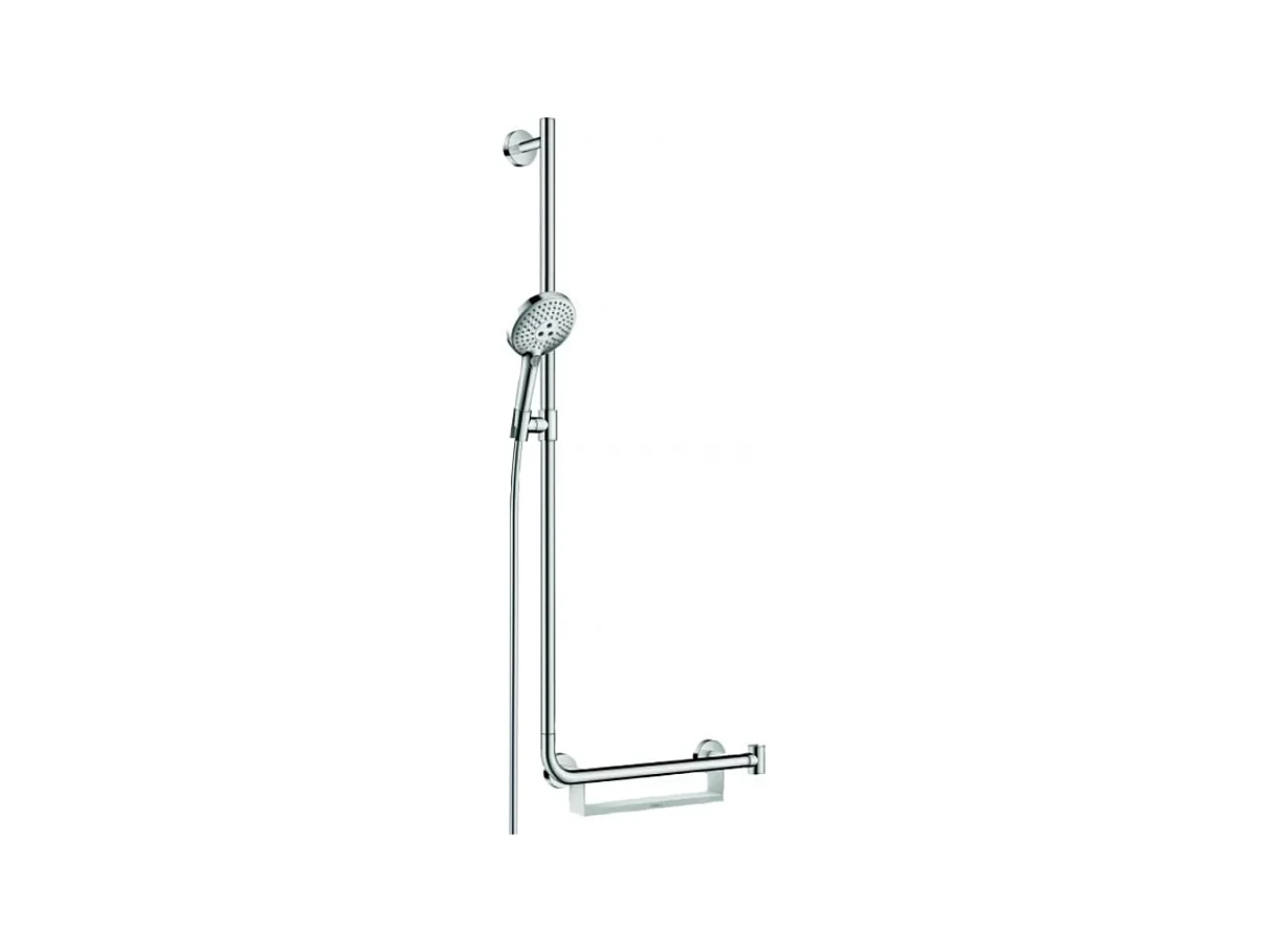 Set de douche 120 3jet avec barre Unica'Comfort 110 cm et poignée d'appui à droite chromé Hansgrohe Raindance Select S