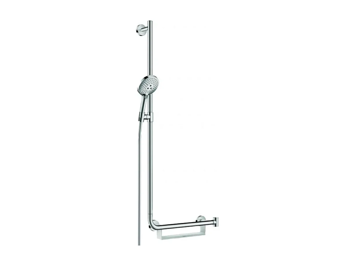 Set de douche 120 3jet avec barre Unica'Comfort 110 cm et poignée d'appui à droite chromé Hansgrohe Raindance Select S