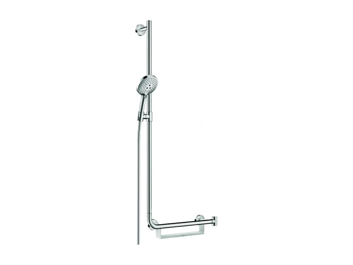 Set de douche 120 3jet avec barre Unica'Comfort 110 cm et poignée d'appui à droite chromé Hansgrohe Raindance Select S