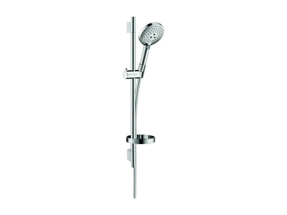 Set de douche 120 3jet EcoSmart 9 l/min avec barre Unica'S puro 65 cm et porte-savon chromé Hansgrohe Raindance Select S