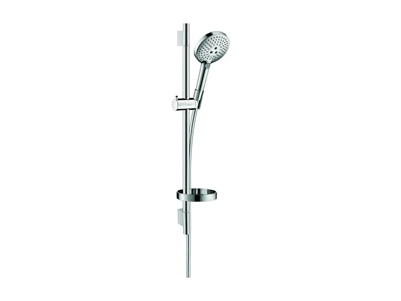 Set de douche 120 3jet EcoSmart 9 l/min avec barre Unica'S puro 65 cm et porte-savon chromé Hansgrohe Raindance Select S