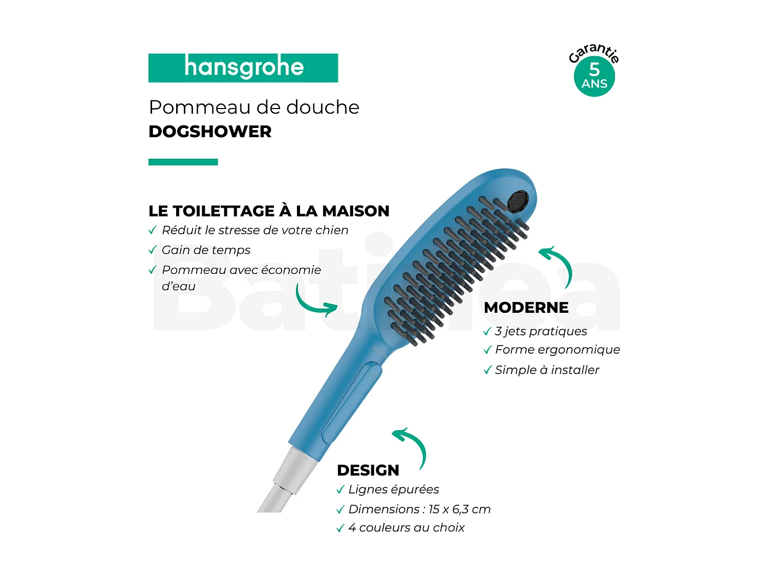 Pommeau de douche pour chien HANSGROHE DogShower 3 jets Bleu