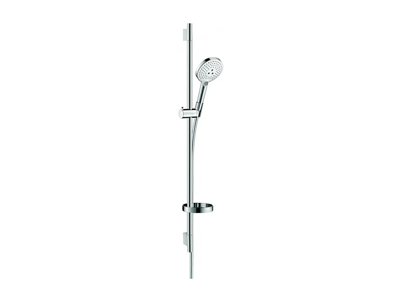 Set de douche 120 3jet avec barre Unica'S puro 90 cm et porte-savon blanc/chromé Hansgrohe Raindance Select S