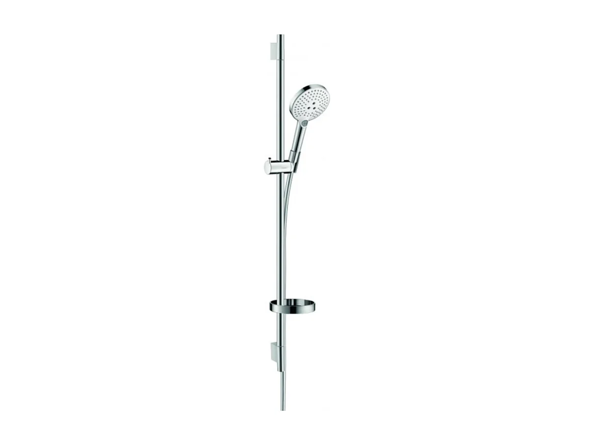 Set de douche 120 3jet avec barre Unica'S puro 90 cm et porte-savon blanc/chromé Hansgrohe Raindance Select S