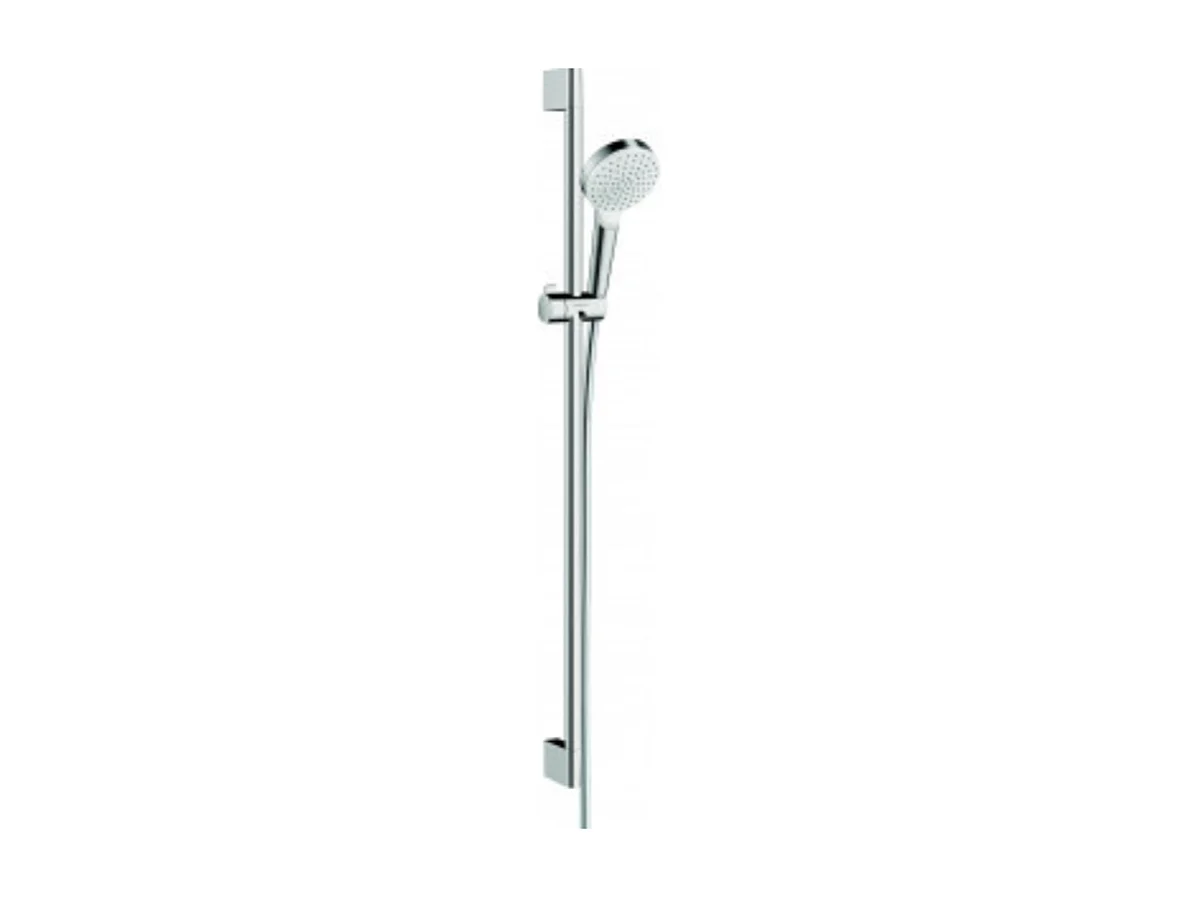 Set de douche 1jet EcoSmart 9 l/min avec barre Unica'Croma 90 cm blanc/chromé Hansgrohe Crometta