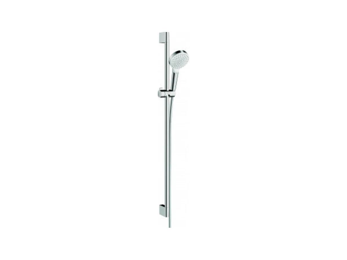 Set de douche 1jet EcoSmart 9 l/min avec barre Unica'Croma 90 cm blanc/chromé Hansgrohe Crometta