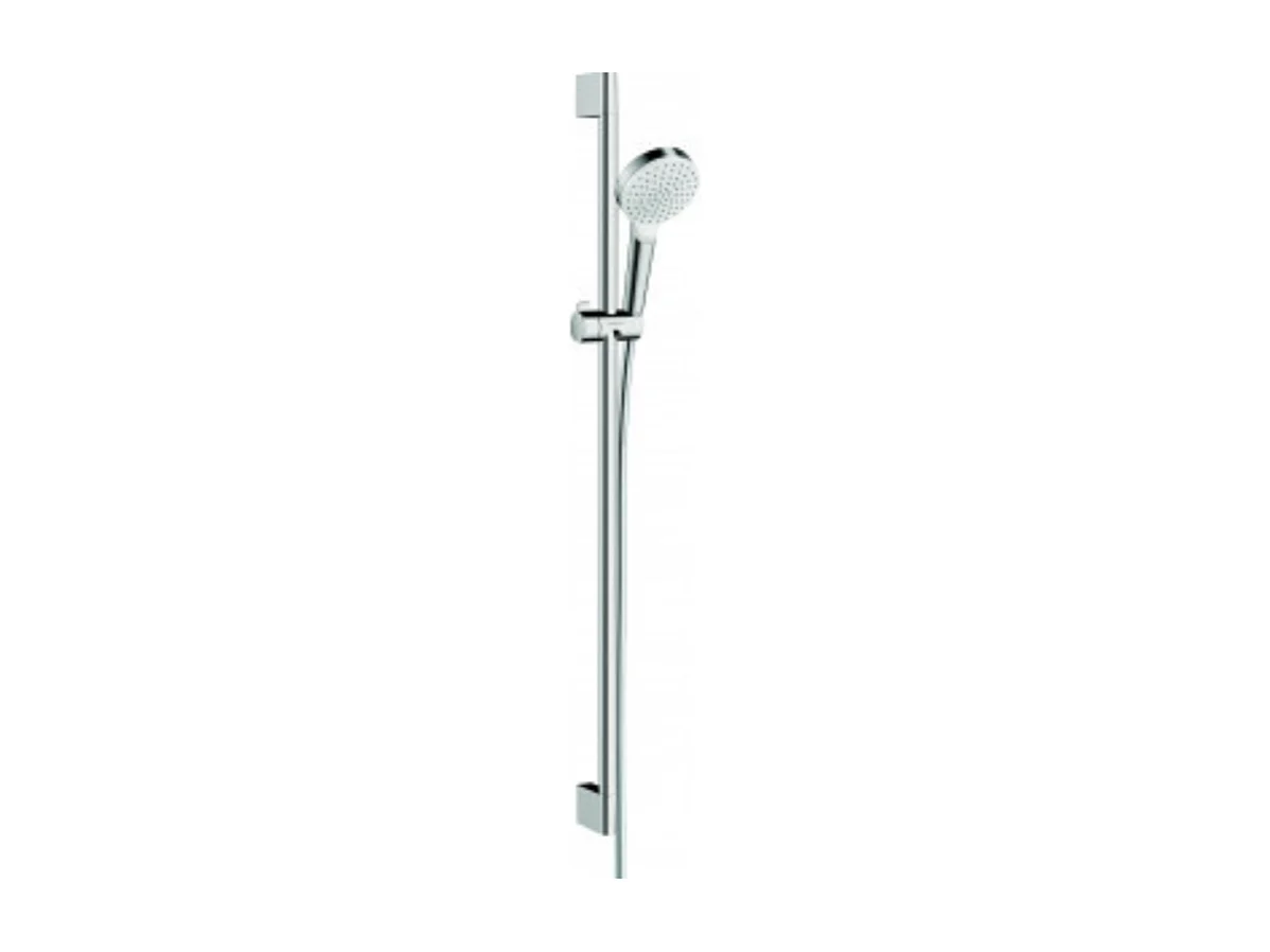 Set de douche 1jet EcoSmart 9 l/min avec barre Unica'Croma 90 cm blanc/chromé Hansgrohe Crometta