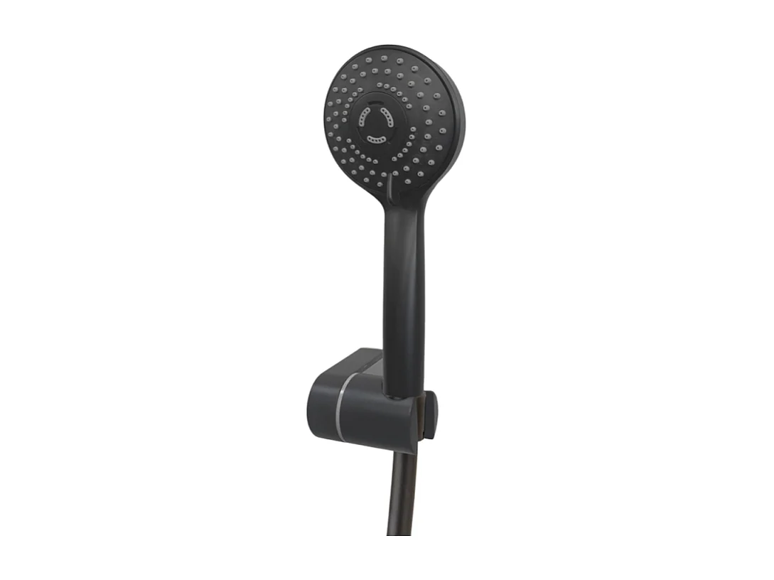 Pommeau de douche + support + flexible PAINI Ruby Rond Noir Mat