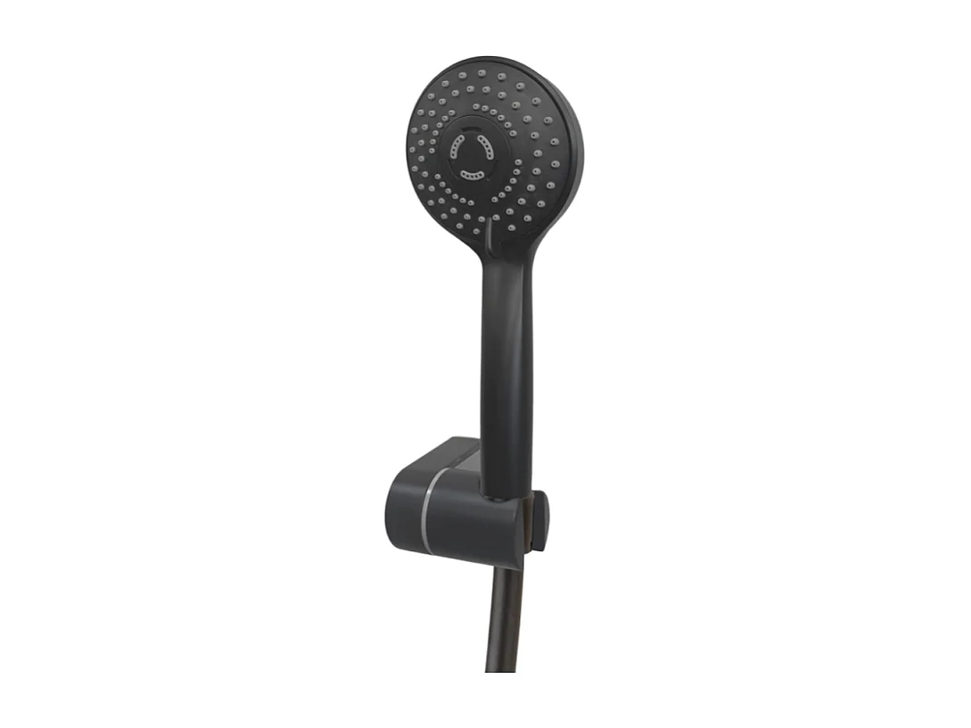 Pommeau de douche + support + flexible PAINI Ruby Rond Noir Mat