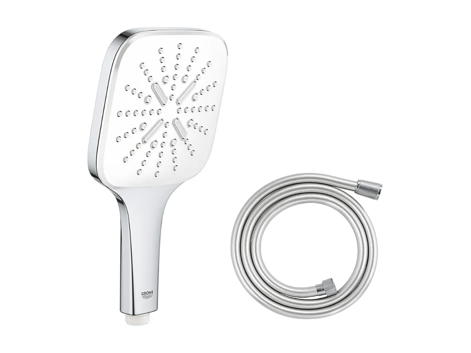 Pack Douchette GROHE Vitalio 3 jets Smartactive rectangulaire + Flexible 150 cm chromé