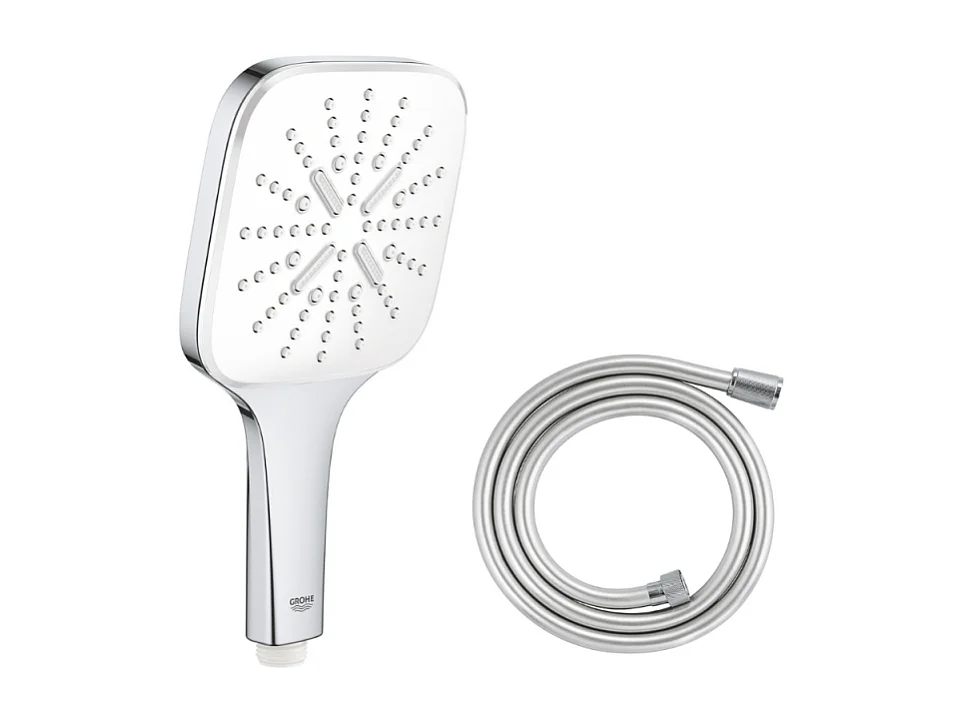 Pack Douchette GROHE Vitalio 3 jets Smartactive rectangulaire + Flexible 150 cm chromé