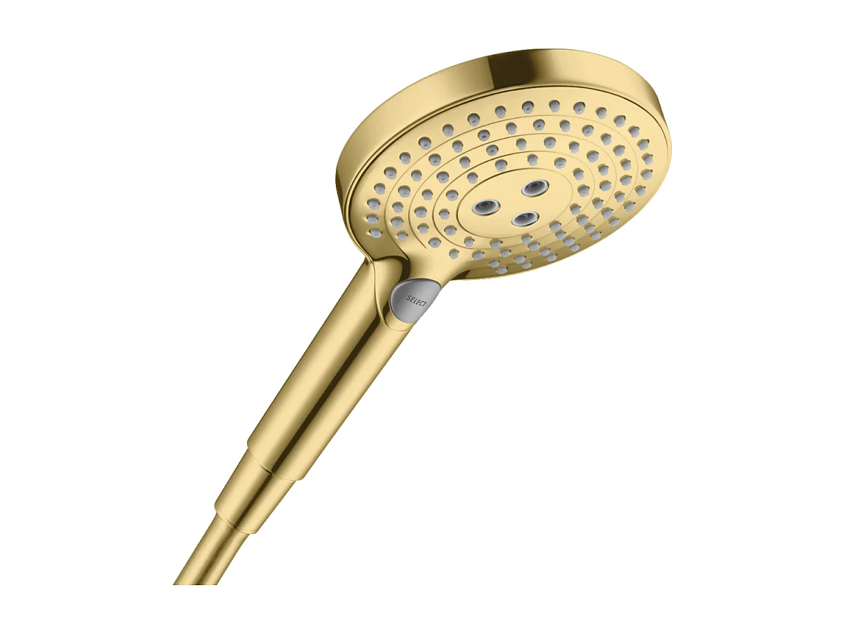 Pommeau de douche HANSGROHE Raindance Select S EcoSmart 120 3 jets aspect doré poli