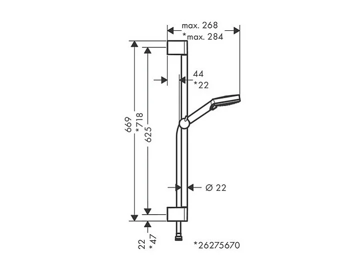 Conjunto de ducha 2jet con barra Unica 65 cm cromo Hansgrohe Vernis Blend
