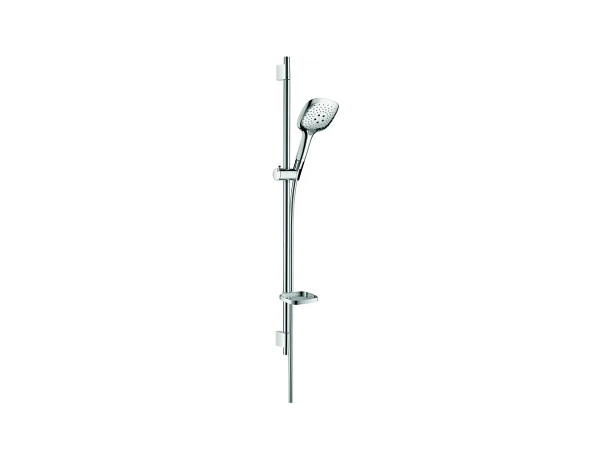 Set de ducha 150 3jet con barra Unica'S puro 90 cm y jabonera cromada Hansgrohe Raindance Select E
