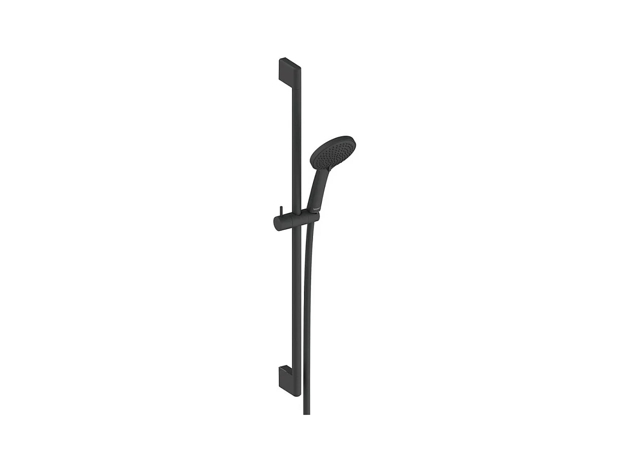 Pommeau de douche DURAVIT 3 jets type pluie flexible et barre noir mat
