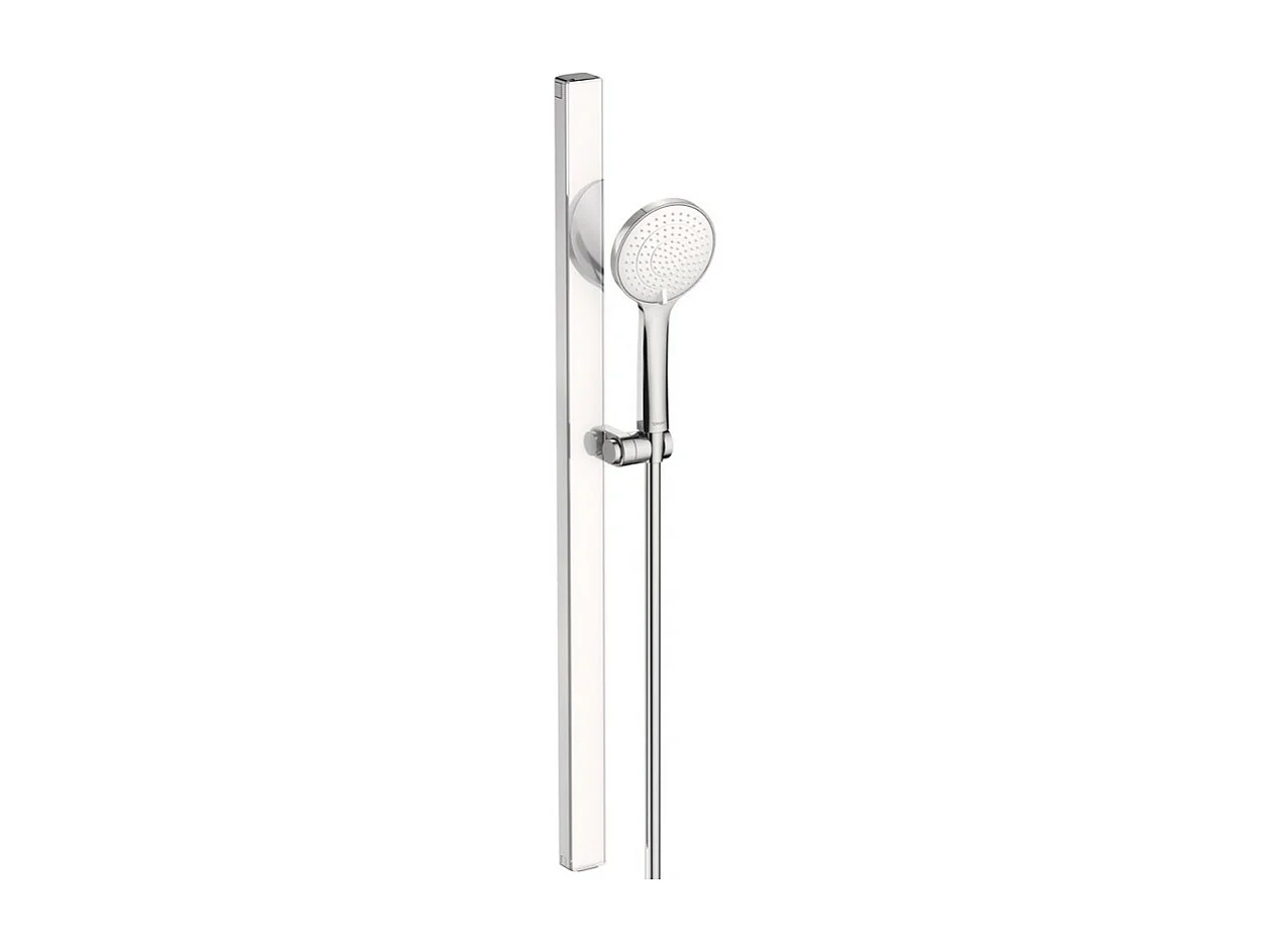 Pommeau de douche DURAVIT MinusFlow flexible et barre chromé blanc