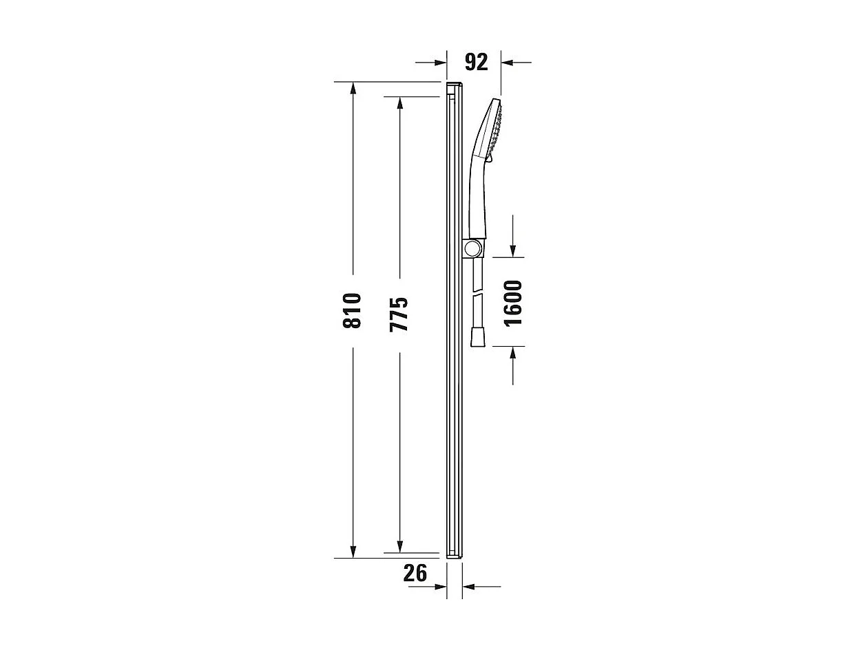 Pommeau de douche DURAVIT MinusFlow flexible et barre chromé