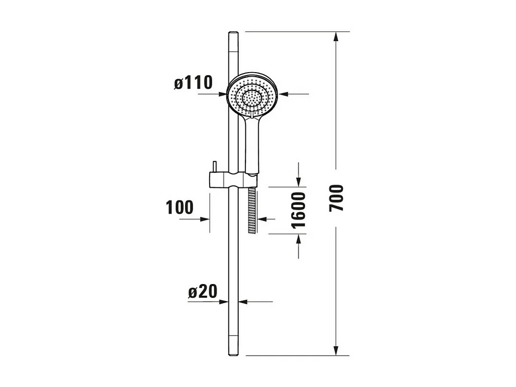 Pommeau de douche DURAVIT 3 jets type massage  flexible et barre chromé