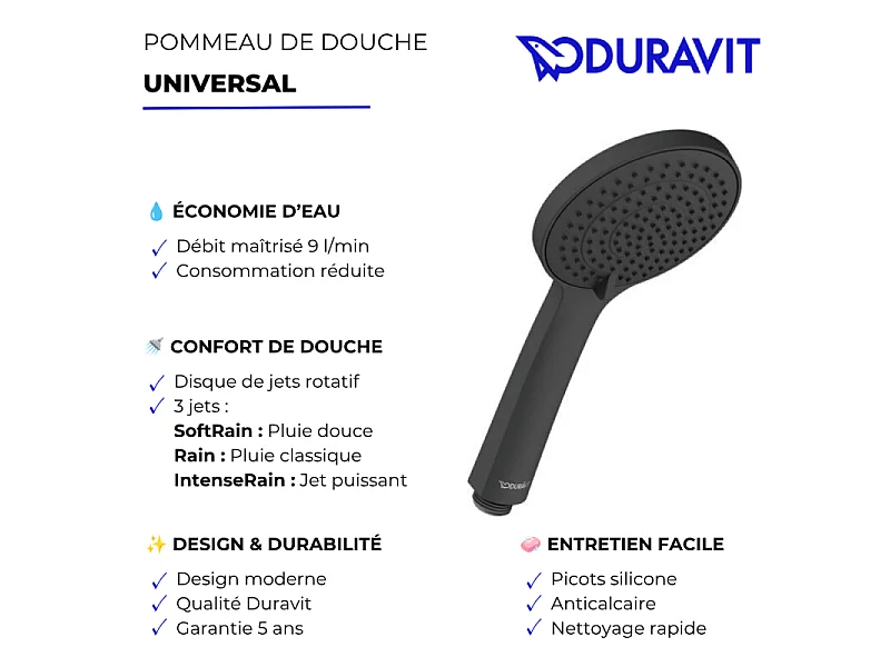 Alcachofa de ducha DURAVIT UNIVERSAL Noir mat