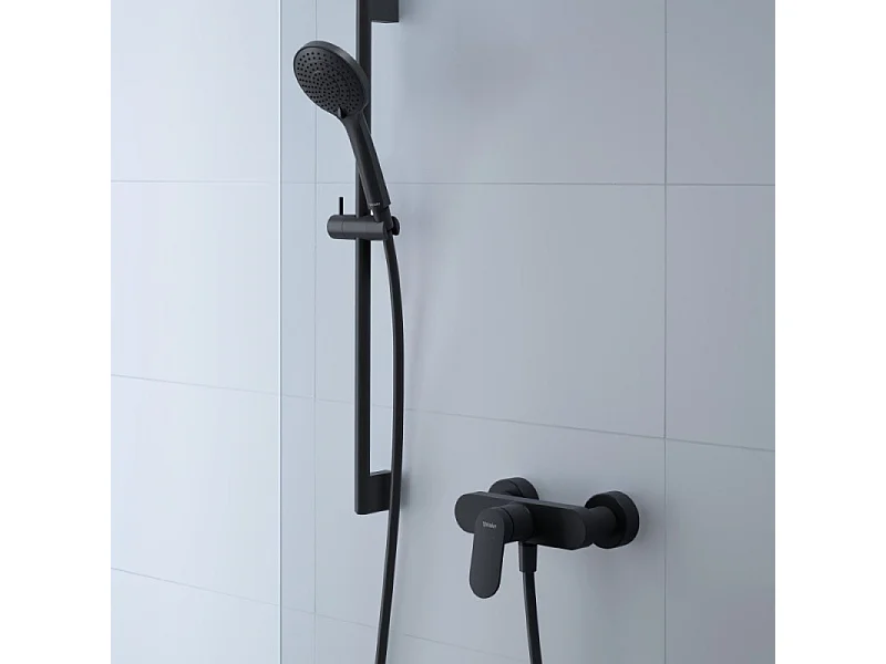 DURAVIT Rociador de ducha de masaje flexible de 3 chorros y barra negra mate