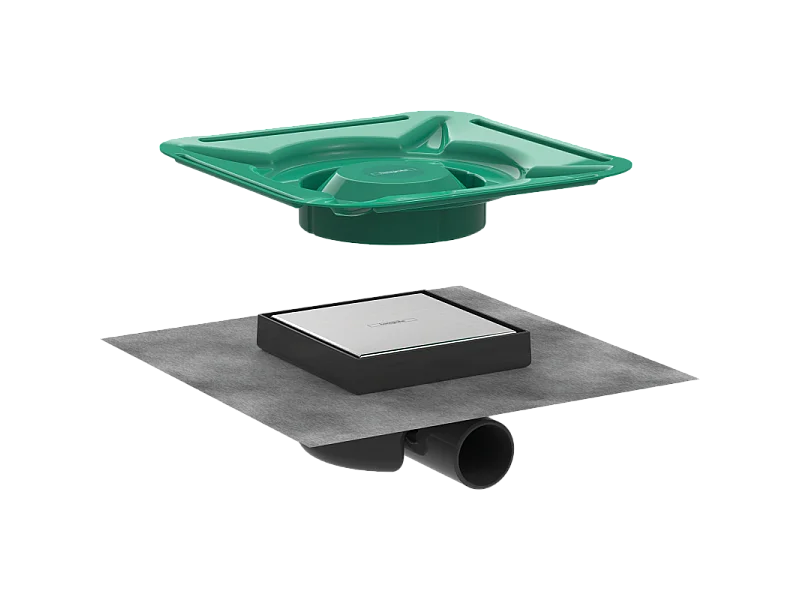 Bonde carrée carrelable receveur de douche HANSGROHE RainDrain Spot acier inox brossé