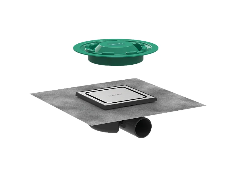 Desagüe para plato de ducha cuadrado HANSGROHE RainDrain Spot acero inoxidable cepillado