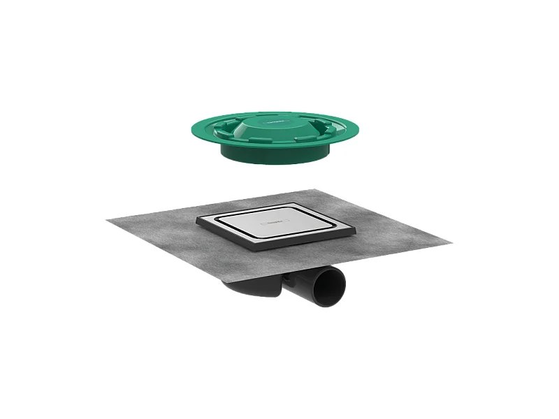 Bonde carrée receveur de douche HANSGROHE RainDrain Spot acier inox brossé