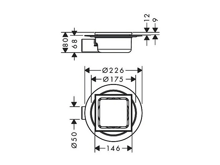 Bonde carrée receveur de douche HANSGROHE RainDrain Spot acier inox brossé