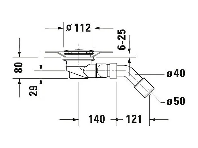 Bonde pour receveur sortie horizontale DURAVIT D-Code chromé