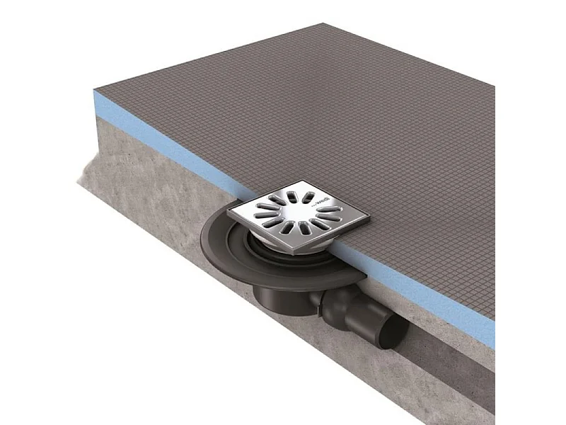 Bonde de douche sortie horizontale extra-plat WEDI Fundo Mini Max grille carrée