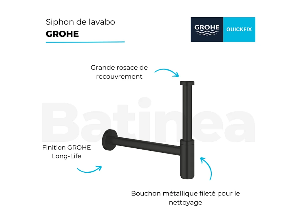 Siphon de lavabo GROHE noir mat