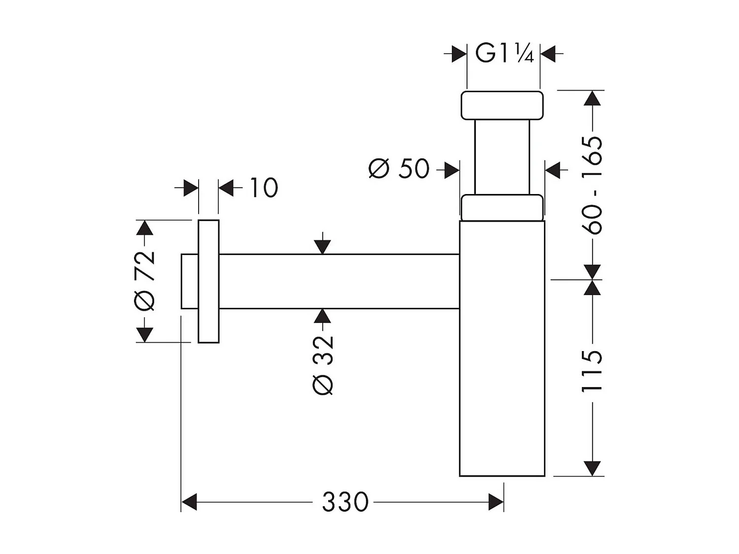 Siphon lavabo HANSGROHE Flowstar S noir chromé brossé