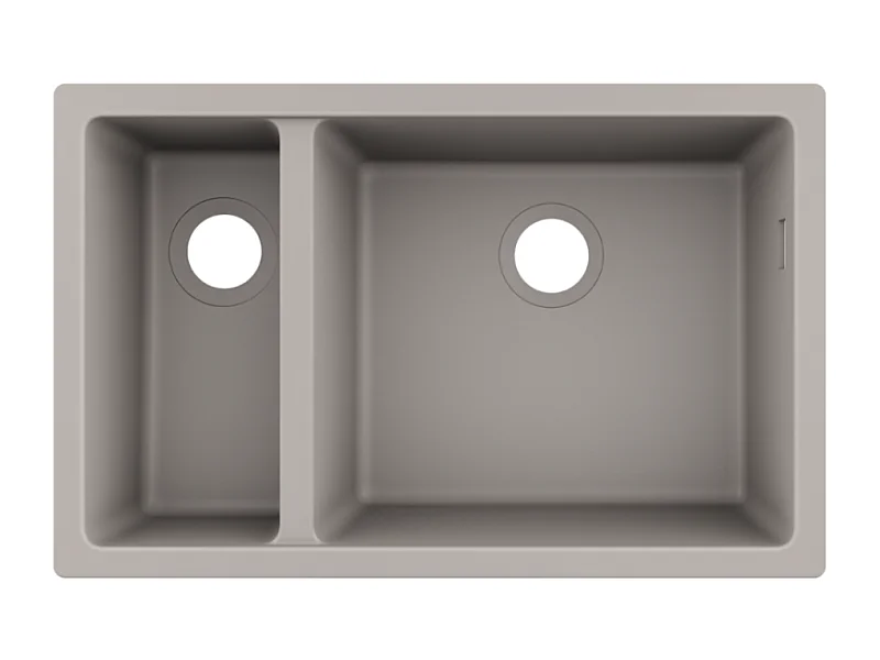 Evier à encastrer sous plan 1 bac et demi HANSGROHE S51 avec vidage auto gris béton
