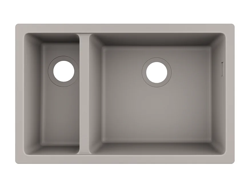 Evier à encastrer sous plan 1 bac et demi HANSGROHE S51 avec vidage auto gris béton