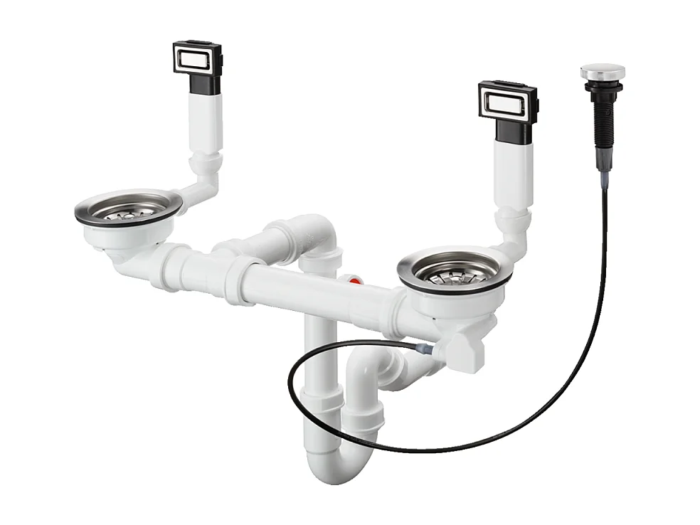 Evier à encastrer 2 bacs HANSGROHE S71 avec vidage auto inox