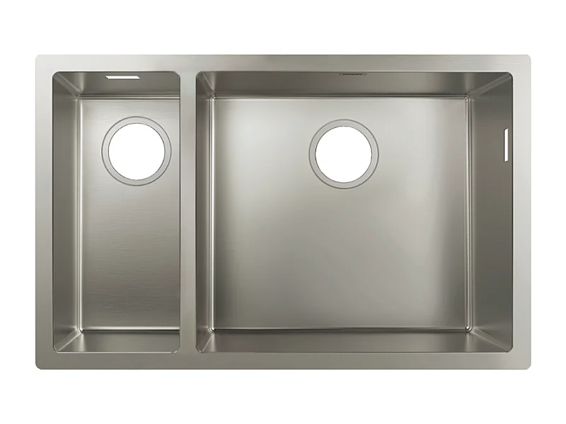 Evier à encastrer sous plan 1 bac et demi HANSGROHE S71 avec vidage manuel inox