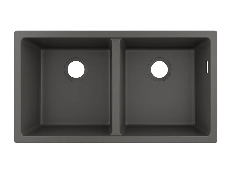 Evier à encastrer sous plan 2 bacs HANSGROHE S51 sans vidage gris pierre