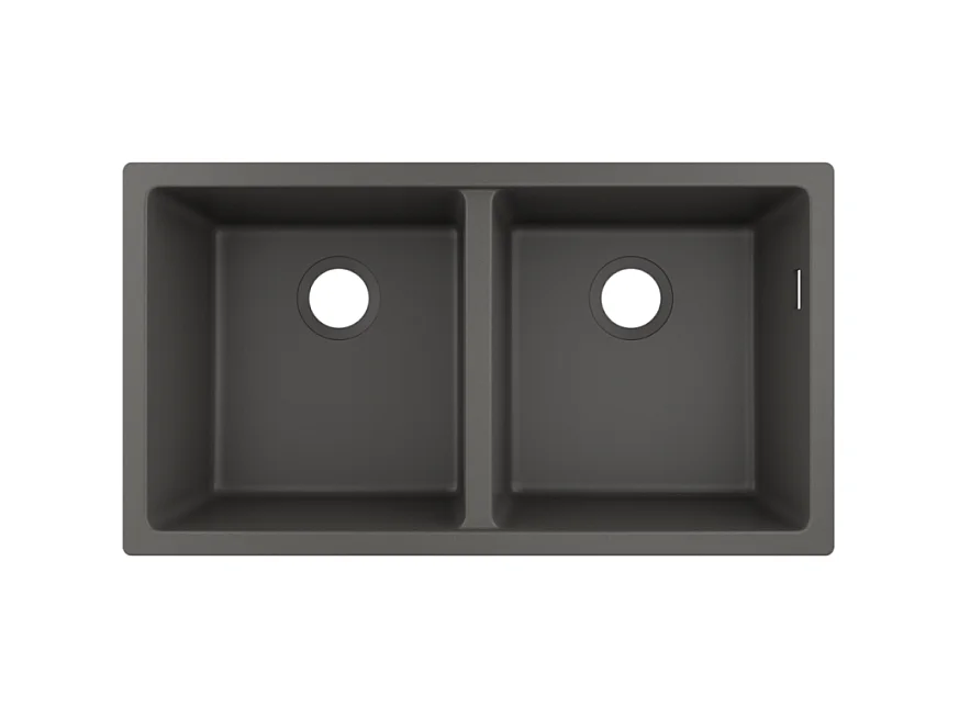 Evier à encastrer sous plan 2 bacs HANSGROHE S51 sans vidage gris pierre