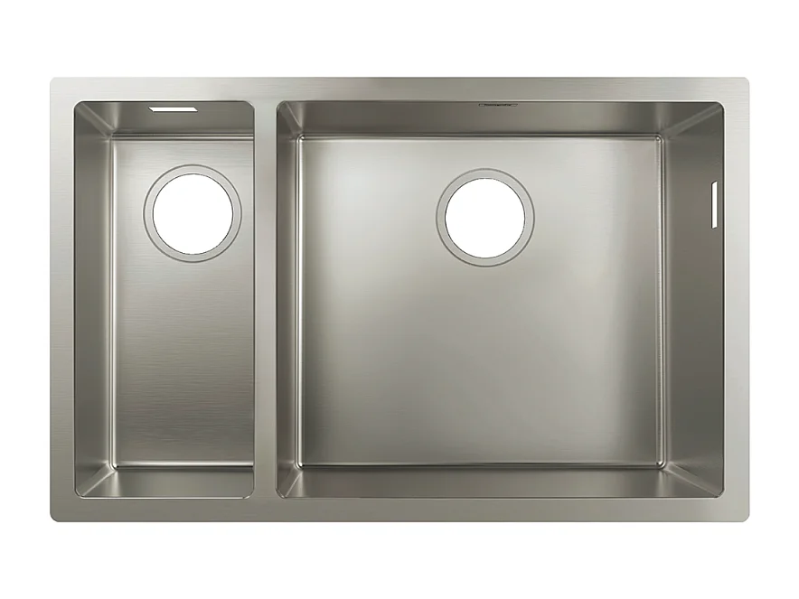 Evier à encastrer sous plan 1 bac et demi HANSGROHE S71 sans vidage inox