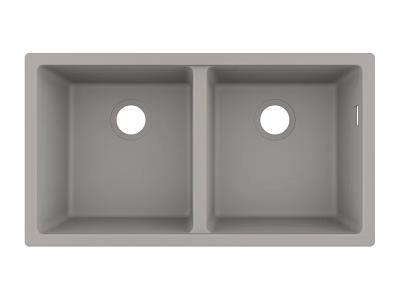 Evier à encastrer sous plan 2 bacs HANSGROHE S51 sans vidage gris béton