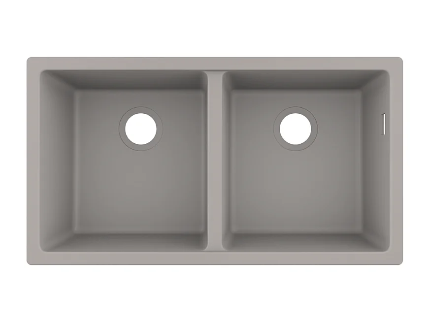 Evier à encastrer sous plan 2 bacs HANSGROHE S51 sans vidage gris béton