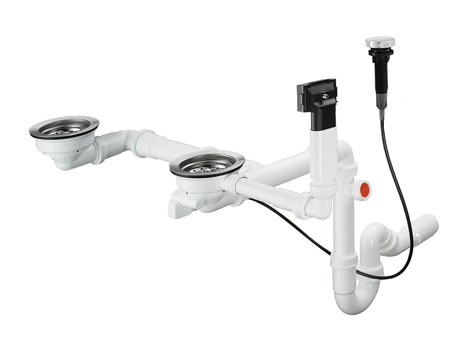 Evier à encastrer sous plan 2 bacs HANSGROHE S51 avec vidage auto gris pierre