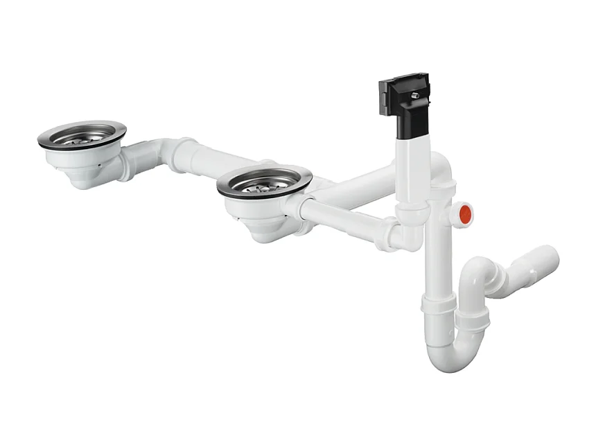 Evier à encastrer 2 bacs HANSGROHE S51 avec vidage manuel noir graphite