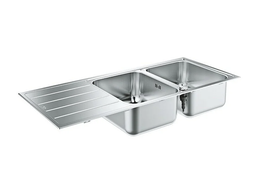 Evier à encastrer 2 bacs GROHE K500 quickfix réversible avec vidage auto