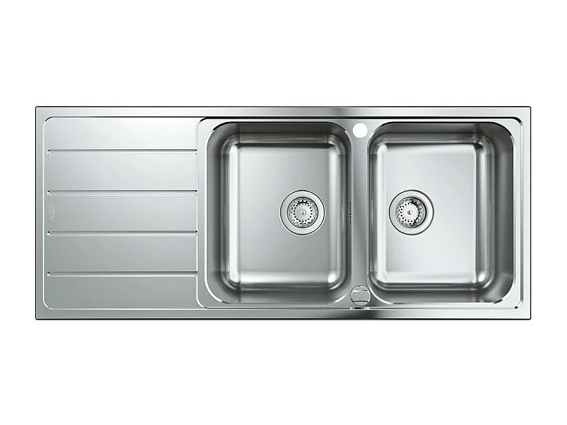 Evier à encastrer 2 bacs GROHE K500 quickfix réversible avec vidage auto