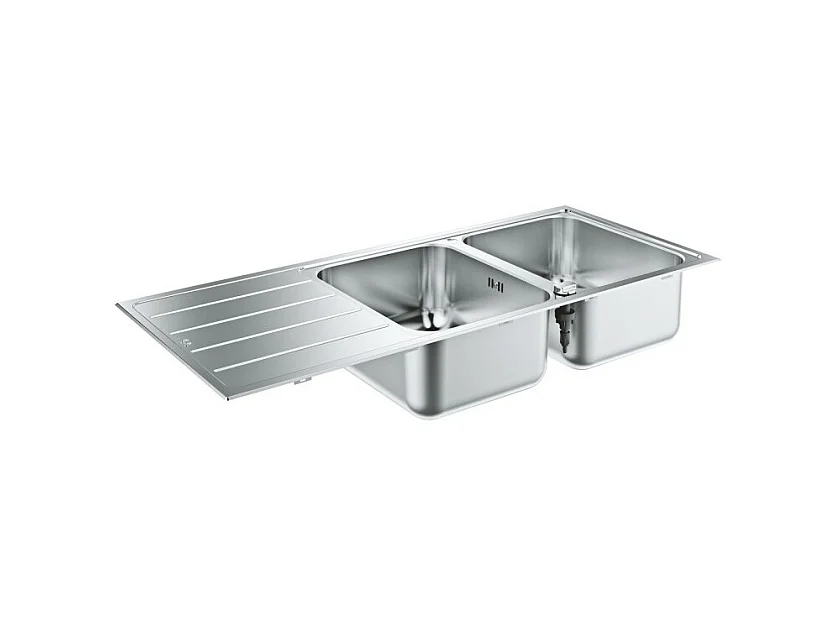 Evier à encastrer 2 bacs GROHE K500 quickfix réversible avec vidage auto