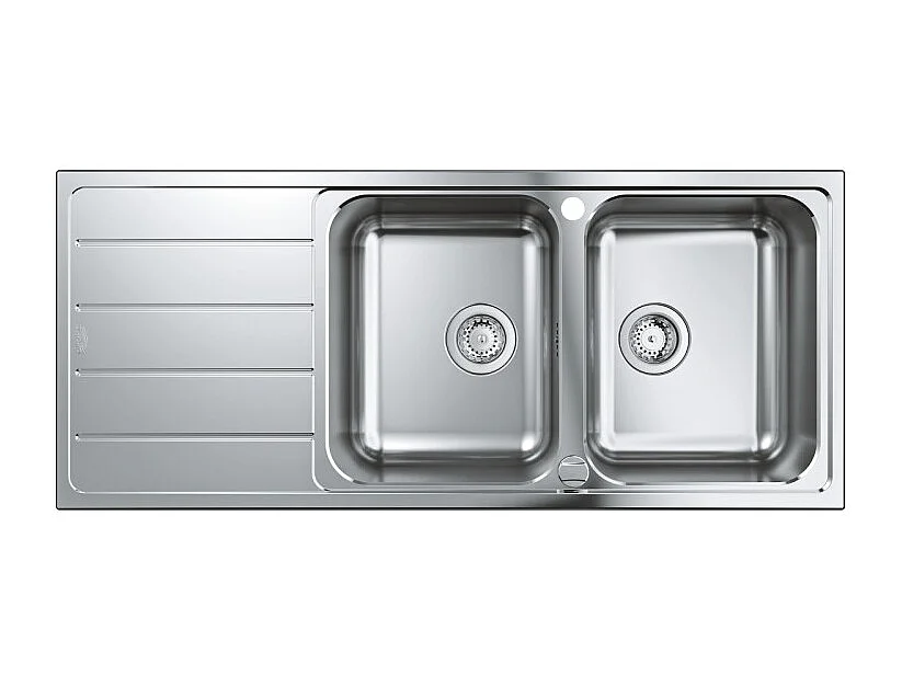 Evier à encastrer 2 bacs GROHE K500 quickfix réversible avec vidage auto