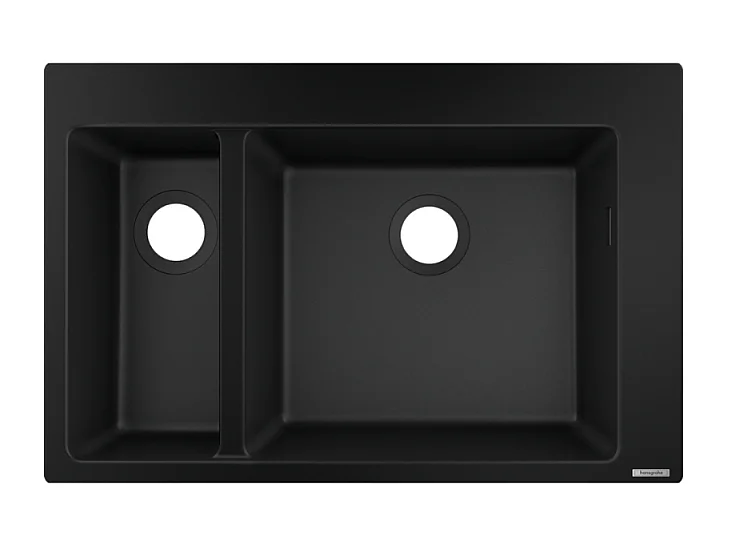 Evier à encastrer 1 bac et demi HANSGROHE S51 avec vidage manuel noir graphite